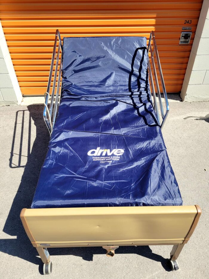 Hospital Bed with mattress and rails